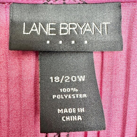 Lane Bryant Womens 18/20W Blouse Dark Pink Black Sheer Button-Down 3/4 Sleeves - Picture 6 of 8